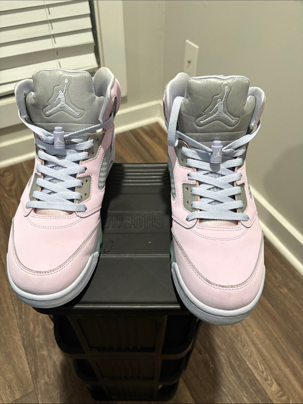Jordan Retro High Top Sneakers in Pink and Gray - Picture 9 of 9